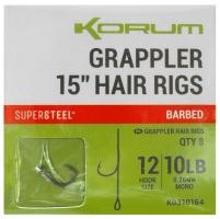 Korum Návazec Grappler 15” Hair Rigs Barbed 38 cm - Velikost Háčku 12 Průměr 0,26 mm Nosnost 10 lb
