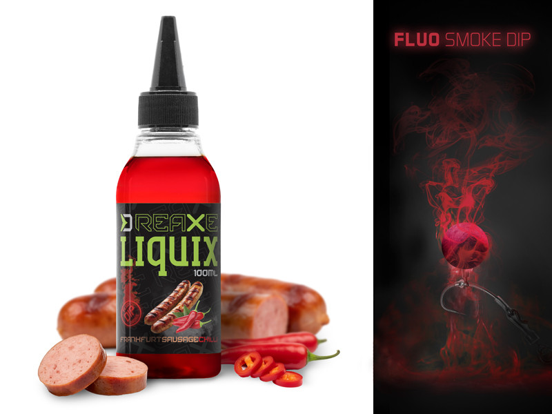 Levně Delphin fluo dip d snax liquix 100 ml - frankfurtská klobása chilli