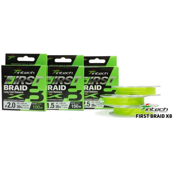 Intech First Splétaná Šňůra Braided Line Braid X8 Green 150 m