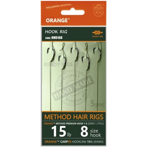 Life Orange Návazce Method Hair Rigs S1 15 lb 5 ks
