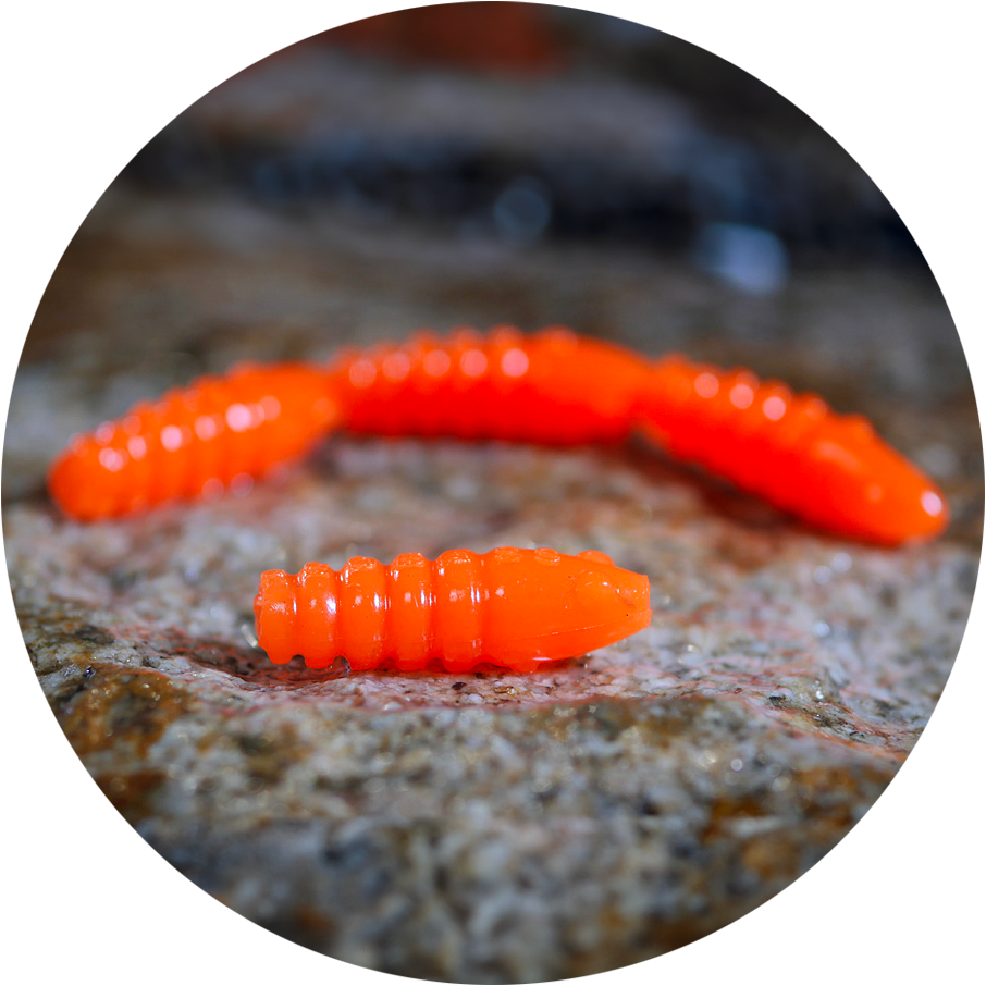 Redbass gumová nástraha trout grub 3x25mm - signal orange uv color