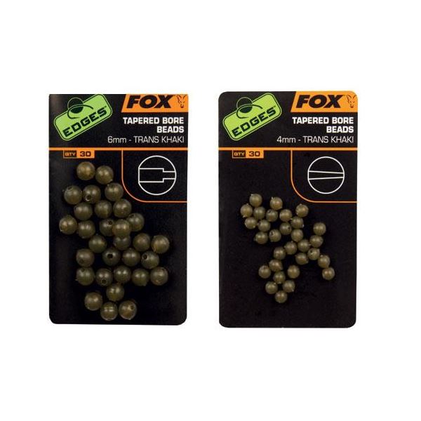 Fox Gumové korálky Tapered Bore Beads Trans Khaki