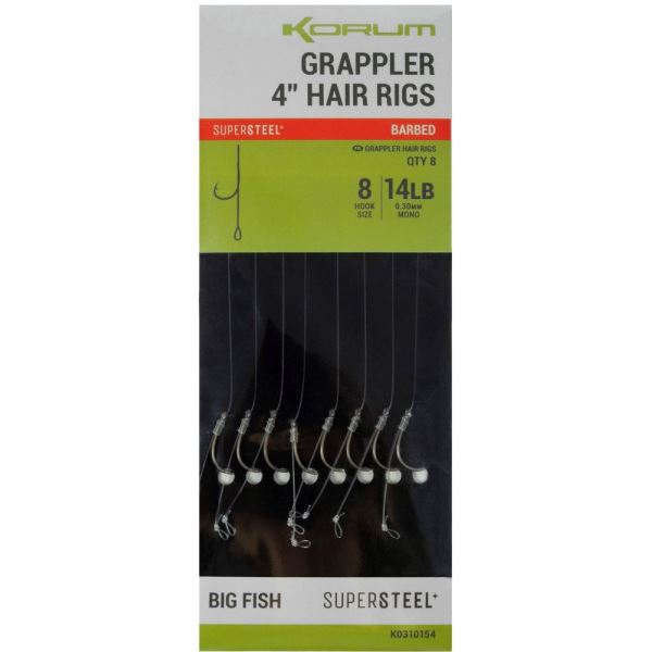 Korum Návazec Grappler 4” Hair Rigs Barbed 10 cm