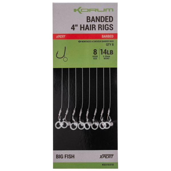 Korum Návazec Banded Hair Rigs Barbed 8 ks Délka 4"