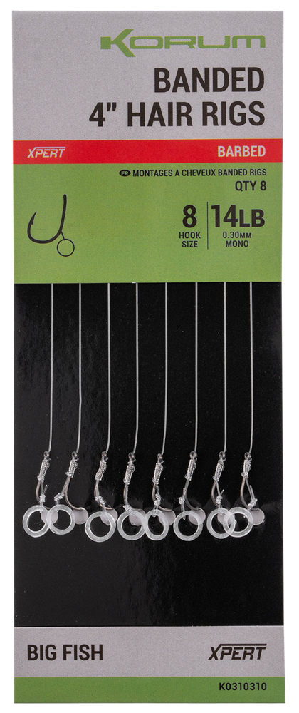 Korum návazec banded hair rigs barbed 8 ks délka 4
