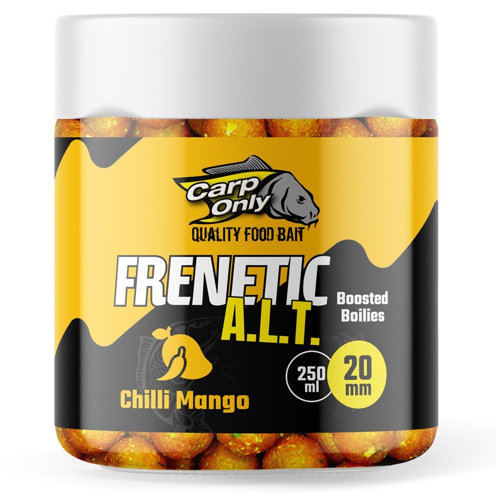 Carp only dipované boilies frenetic a.l.t. chilli mango 20 mm 250 ml
