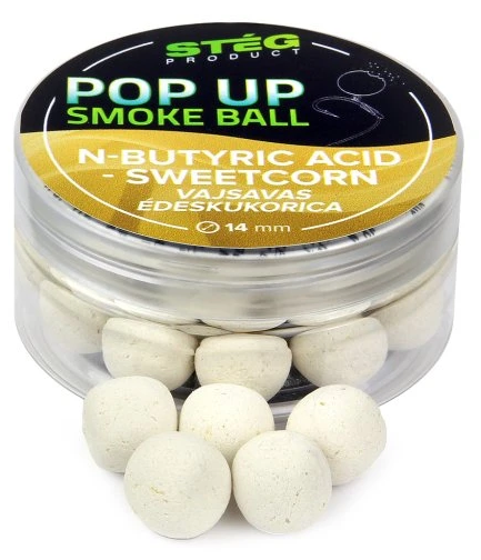 Levně Stég plovoucí boilie pop up smoke ball 25 g 14 mm - n-butyric sweet corn