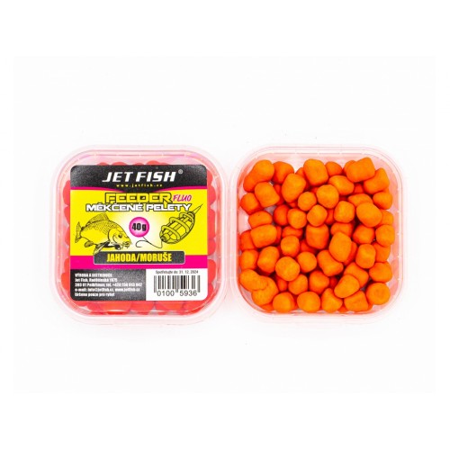 Levně Jet fish fluo měkčené pelety 40 g - jahoda moruše