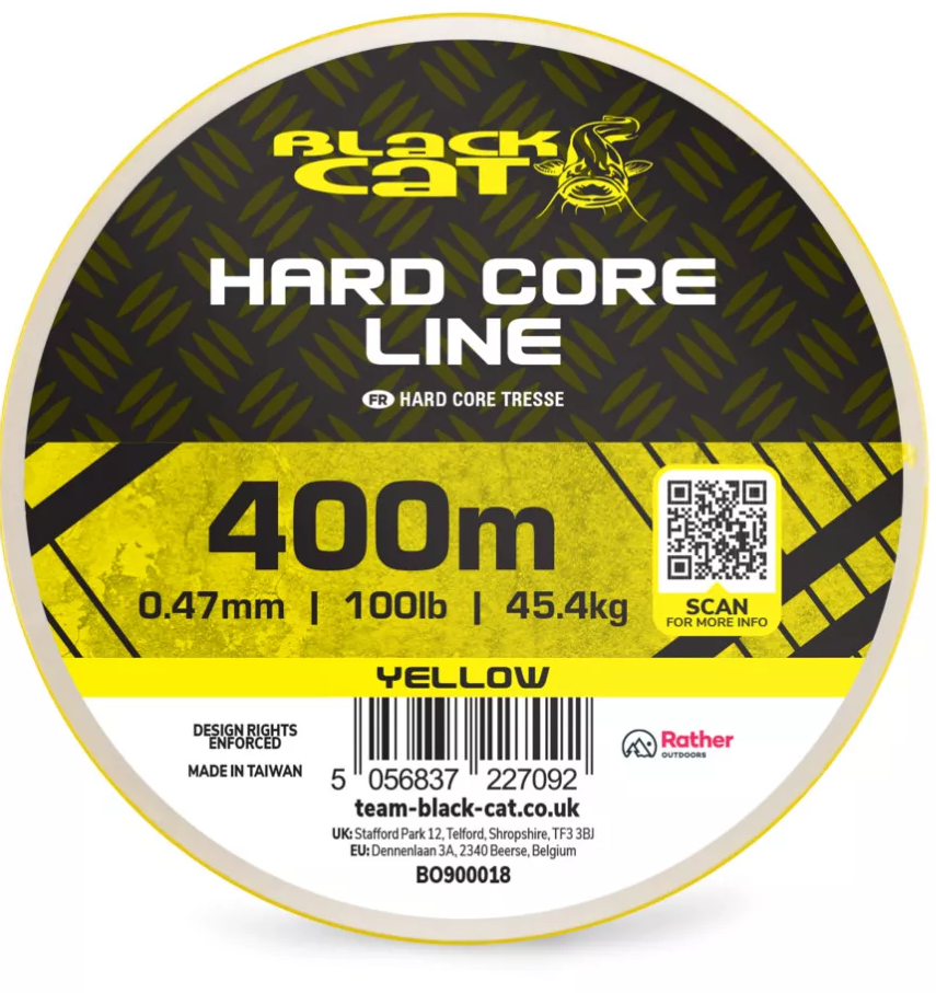 Black cat splétaná šňůra hard core line yellow 400 m - 0,65 mm 68 kg