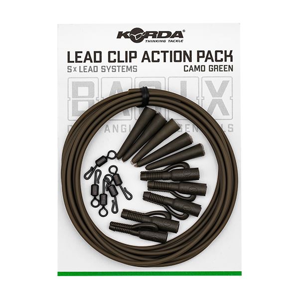 Korda Montáž Basix Lead Clip Action Pack Camo Green 5 ks