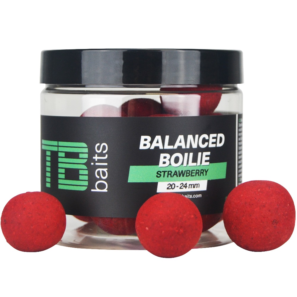 Levně Tb baits vyvážené boilie balanced + atraktor strawberry 100 g 20-24 mm