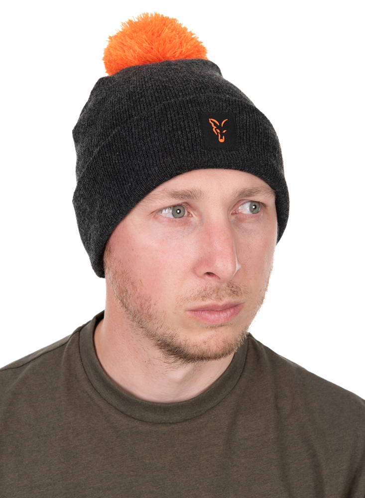 Fox čepice collection bobble hat black orange