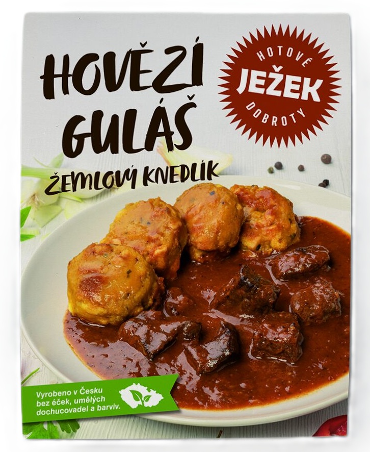 Levně Ježkovy krabičky hovězí guláš a žemlový knedlík 450 g