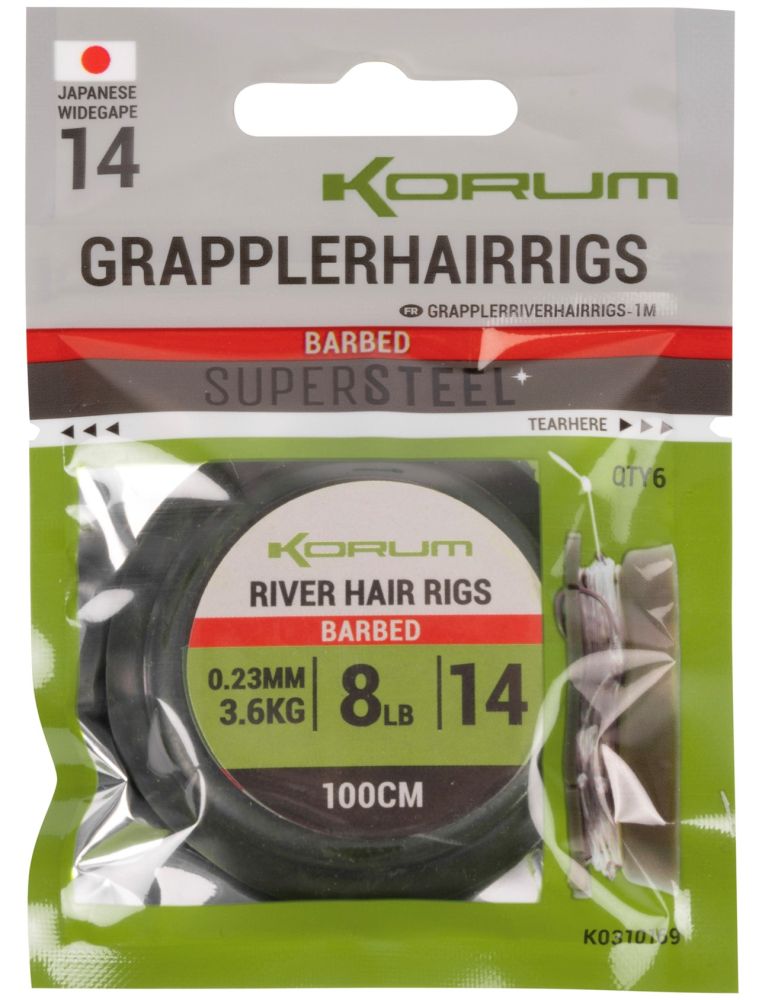 Korum návazec grappler river hair rigs 1 m - velikost háčku 14 průměr 0,23 mm nosnost 3,6 kg