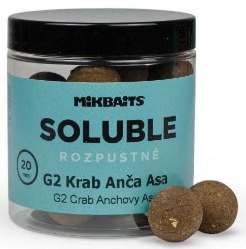 Levně Mikbaits rozpustné boilie soluble g2 krab ančovička asa 250 ml - 20 mm