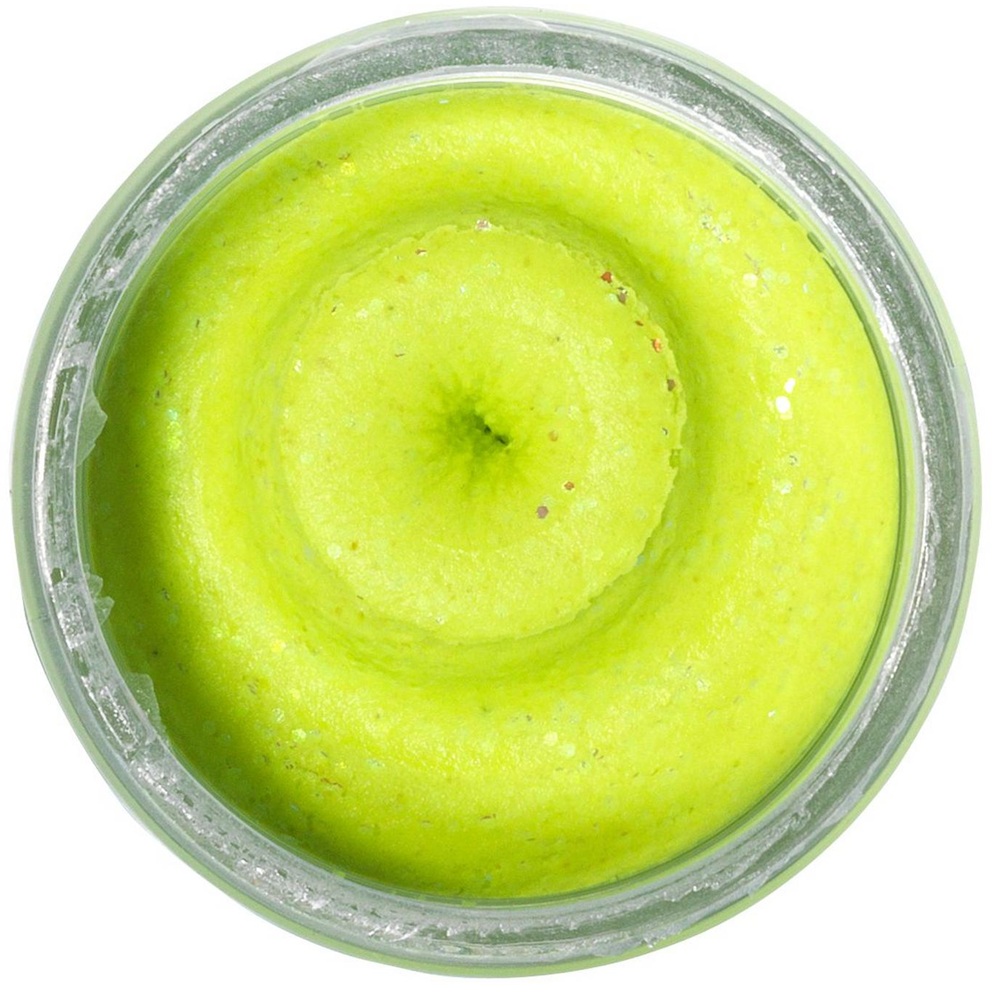 Levně Berkley těsto na pstruhy natural glitter troutbait česnek - třpytivá chartreuse