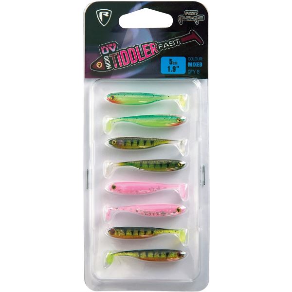 Fox Rage Gumová Nástraha UV Micro Tiddler Fast Mixed Colour Pack 5 cm 8 ks