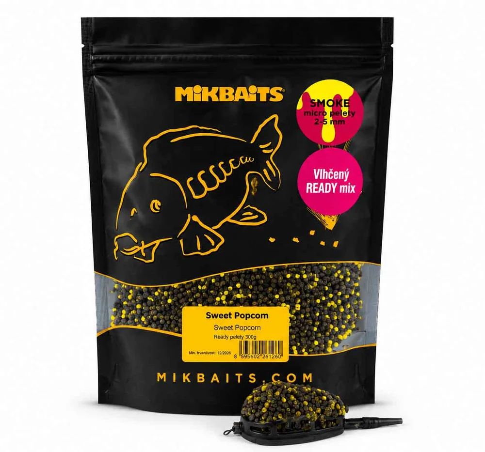 Mikbaits pelety smoke ready vlh?en� pelety 300 g 2-3 mm - sweet popcorn