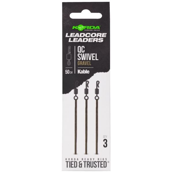 Korda Montáž Kable Leadcore Leader QC Swivel 50 cm