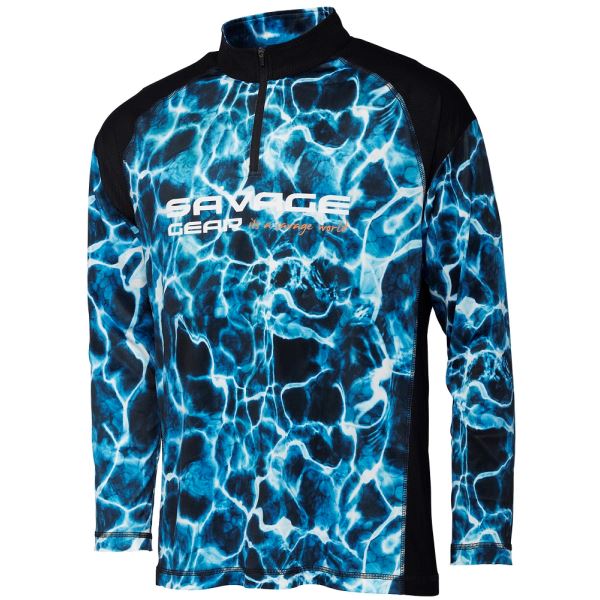 Savage Gear Tričko Marine UV Long Sleeve Tee Sea Blue