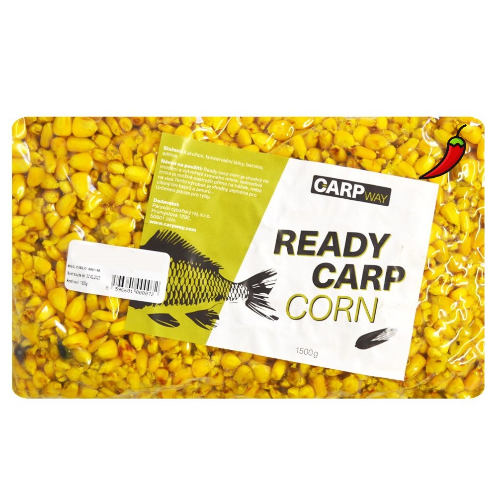 Levně Carpway kukuřice ready carp corn natural chilli - 1,5 kg
