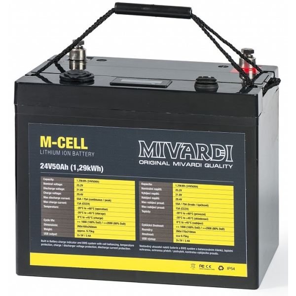 Mivardi Lithiová Baterie M-CELL 24 V 50 Ah + 10 A Nabíječka