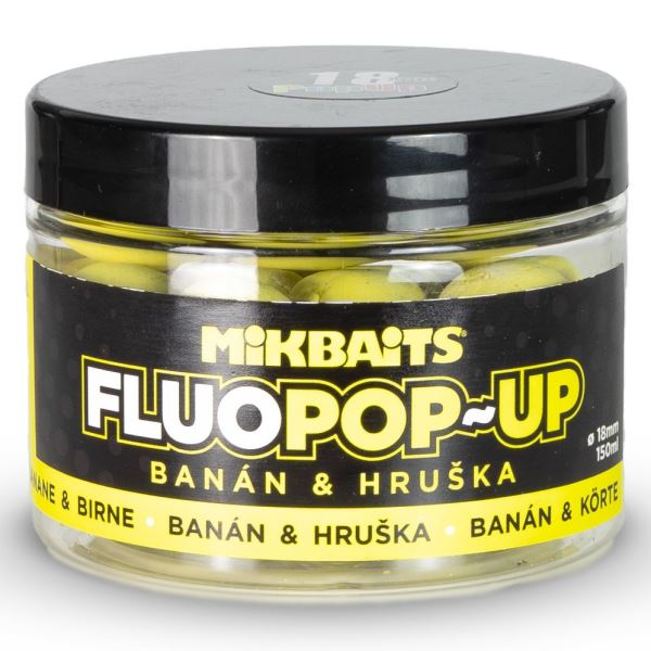 Mikbaits Plovoucí Boilie Fluo Banán Hruška 150 ml - 18 mm