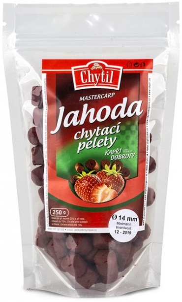 Levně Chytil chytací pelety s dírkou 250 g - příchuť jahoda - průměr 20 mm