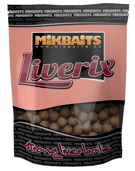 Levně Mikbaits boilie liverix mazaná škeble 1 kg 20 mm