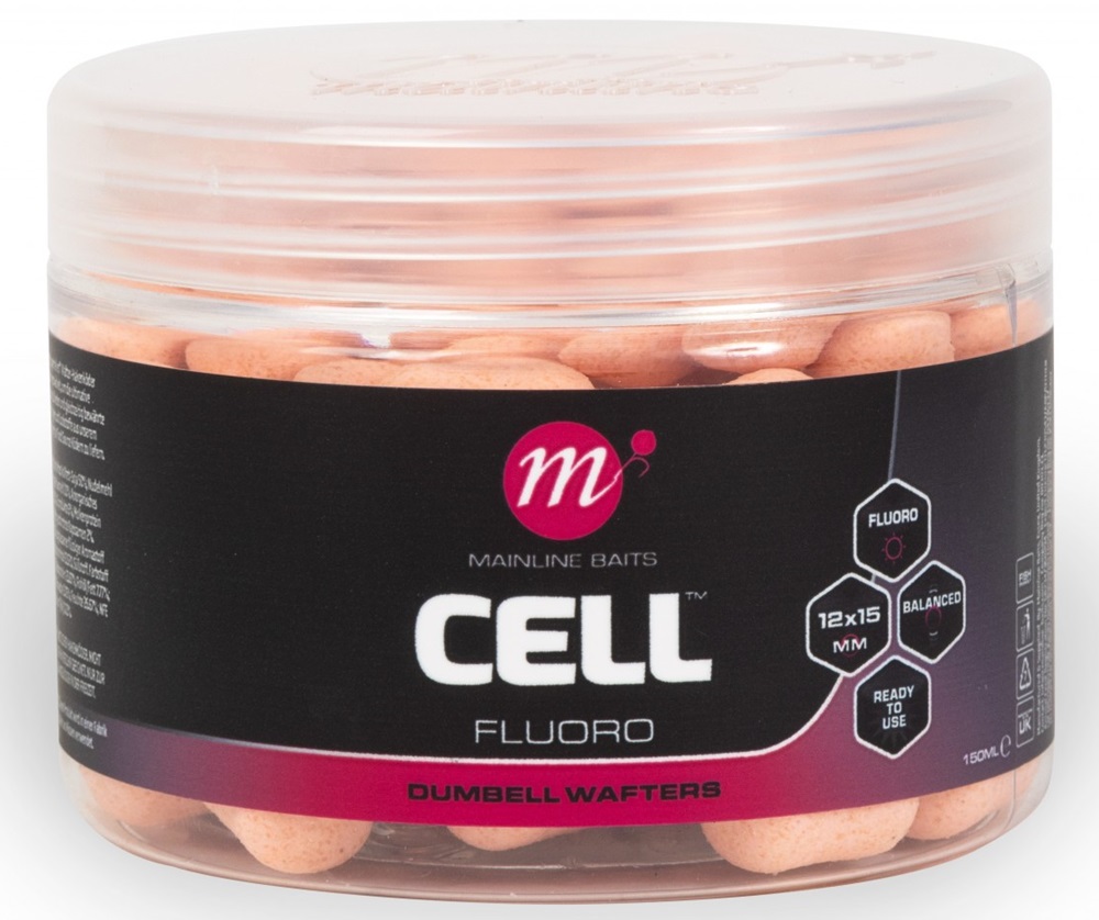 Levně Mainline dumbell fluoro wafters cell 150 ml 12x15 mm - pink
