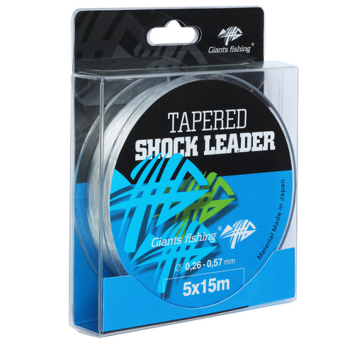 Levně Giants fishing ujímaný šokový vlasec tapered shock leader 5 x 15 m / 0,35 - 0,65 mm