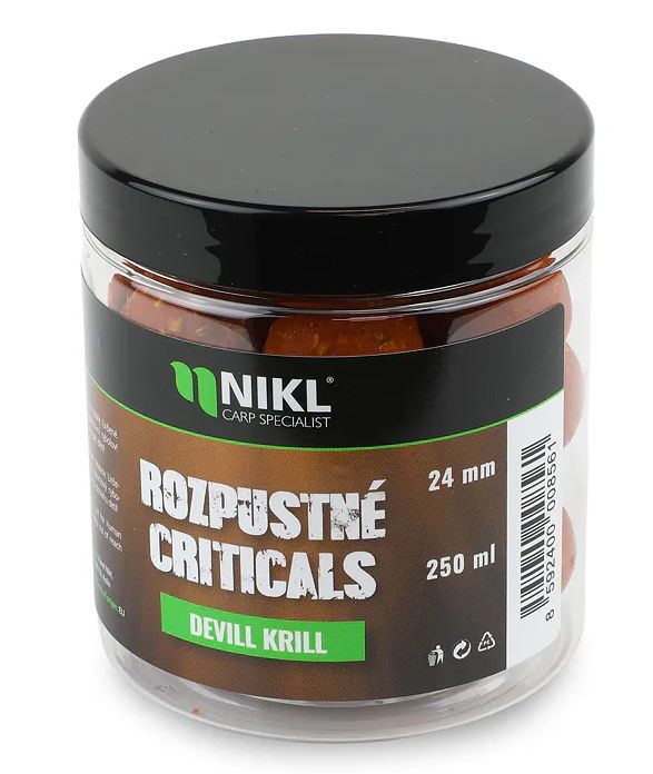Nikl rozpustné criticals boilie devill krill 250 ml - 24 mm