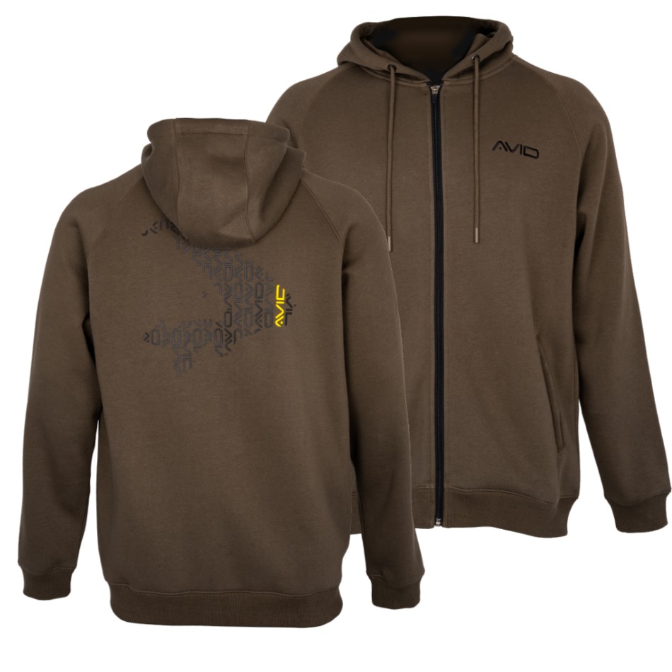 Avid carp mikina compound zip hoodie brown - l