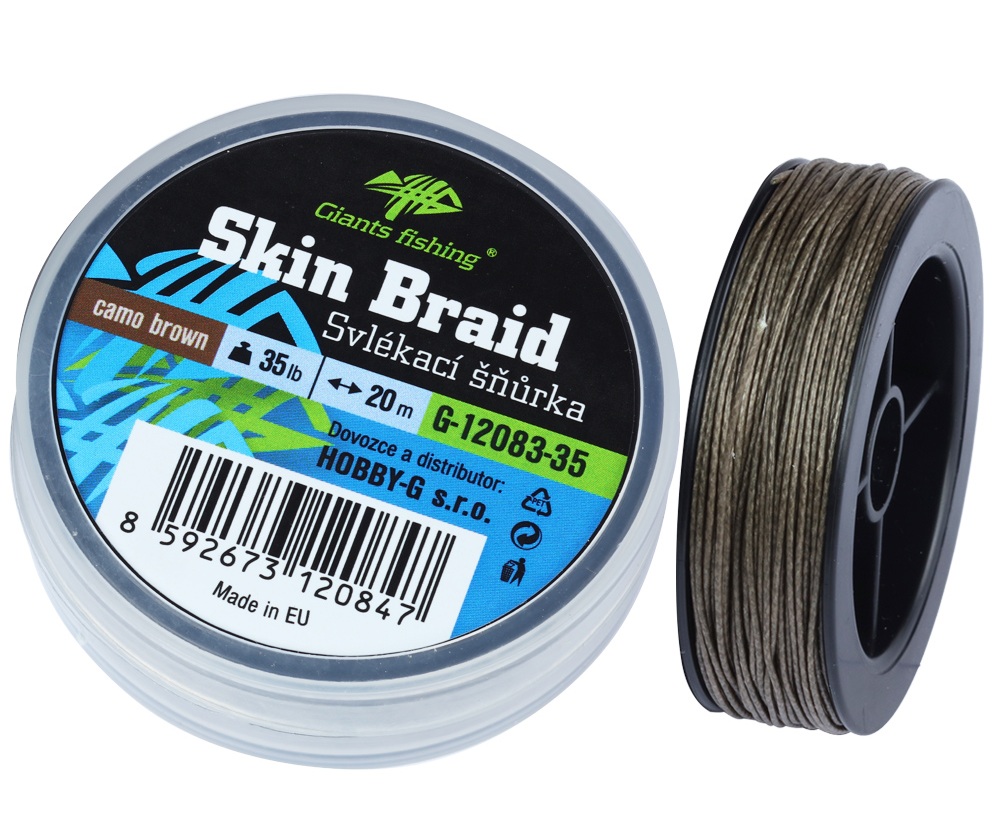 Giants fishing svlékací šňůra carp line skin braid camo brown 20 m - 35 lb