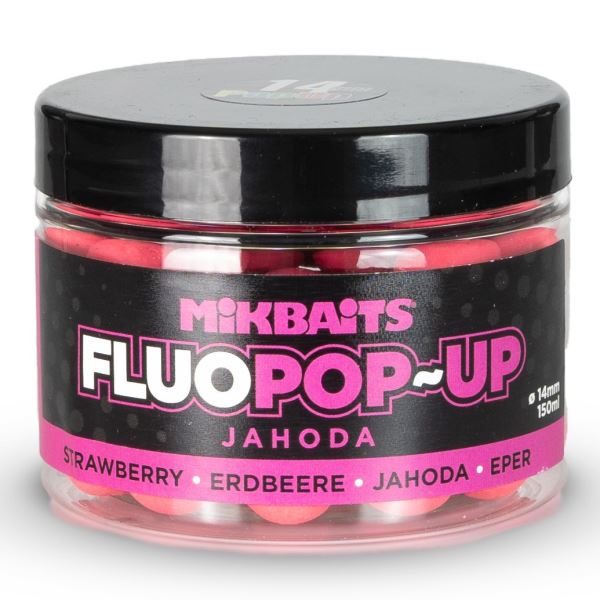 Mikbaits Plovoucí Boilie Fluo Jahoda 150 ml