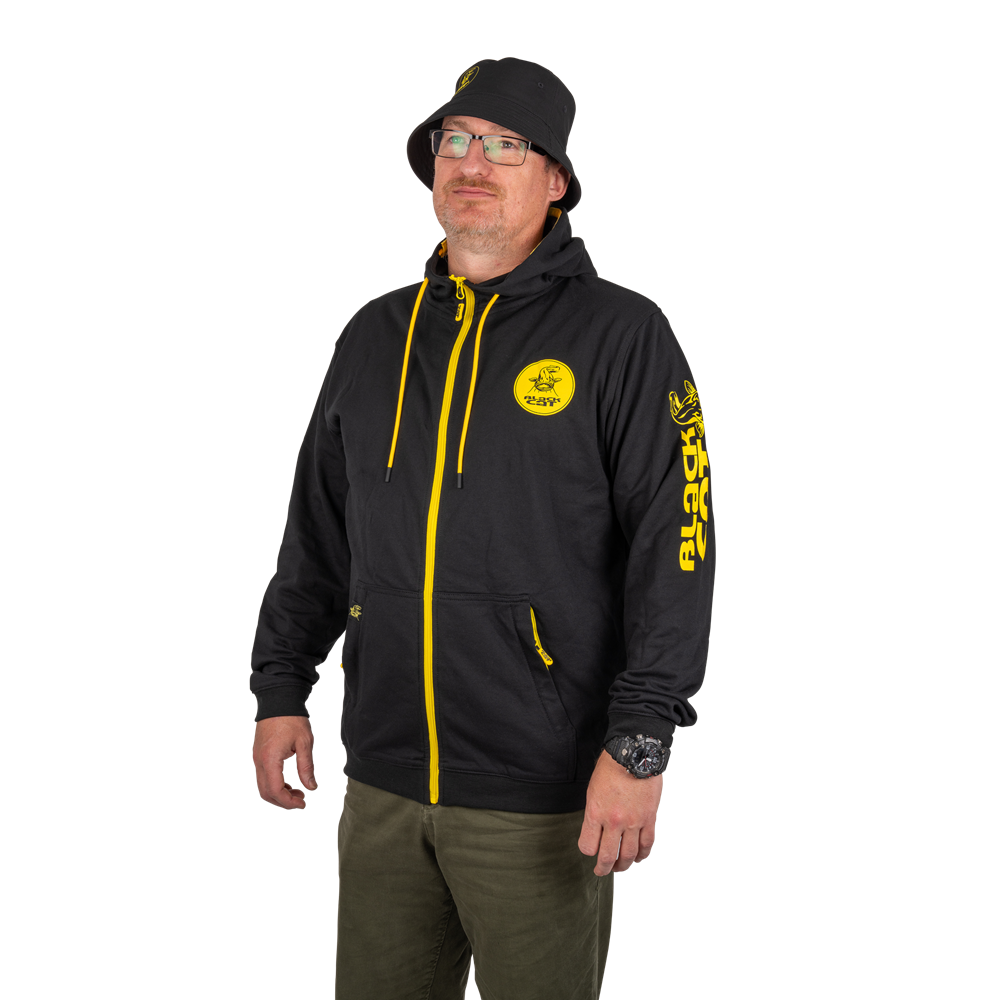 Black cat mikina black zipped hoody - m
