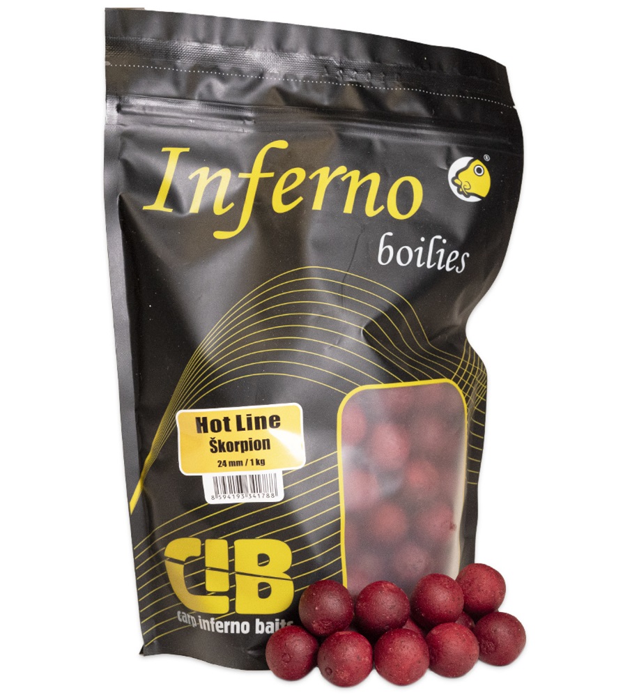 Levně Carp inferno boilies hot line škorpion - 1 kg 24 mm