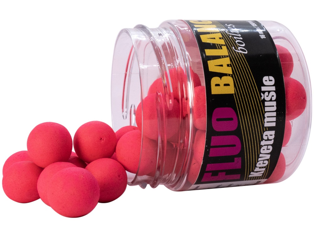 Levně Carp inferno balanced boilie fluo 16 mm 150 ml - kreveta mušle