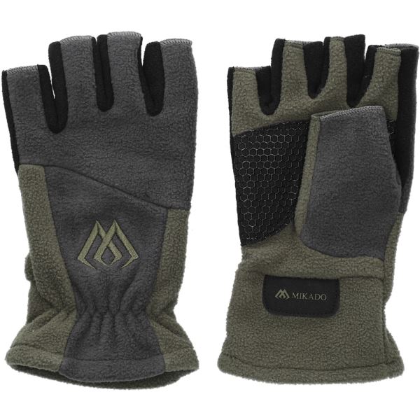 Mikado Rukavice Fleece Bez Prstů Šedo Zelené