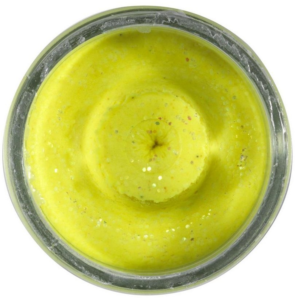 Levně Berkley těsto na pstruhy natural glitter troutbait česnek - třpytivá sluničkově žlutá