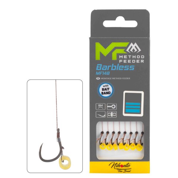 Mikado Návazec Feederový MF14 Braided S Gumkou Barbless 8 ks 10 cm
