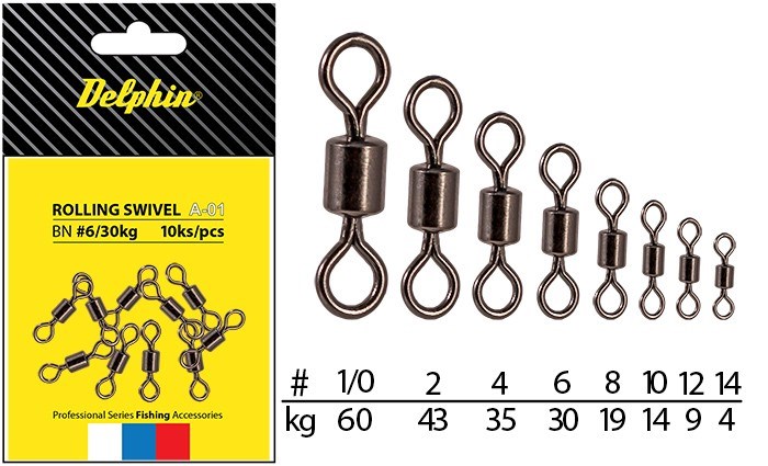 Delphin Obratlík Rolling Swivel A-01 10 ks