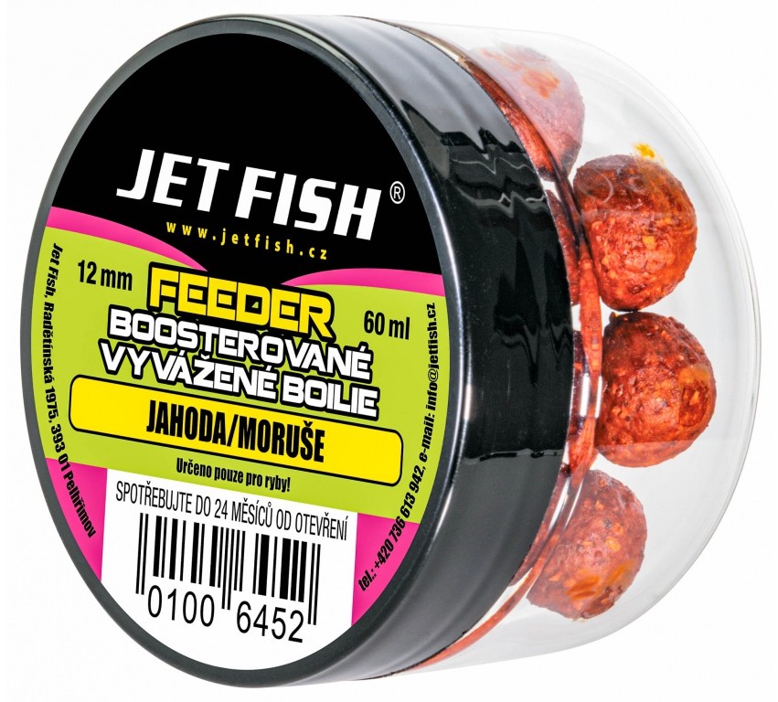 Levně Jet fish boosterované vyvážené boilie 12 mm 60 ml - jahoda moruše