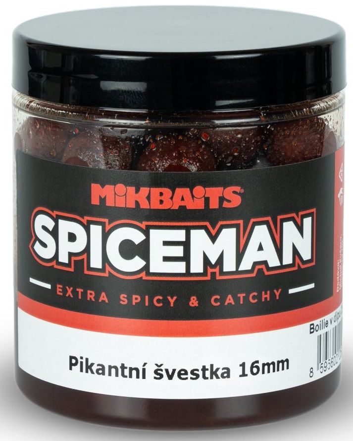 Mikbaits boilie v dipu spiceman pikantní švestka 250 ml - 16 mm