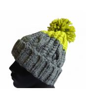 R-SPEKT Kulich Maxi PomPom Beanie Šedý Citron (4)