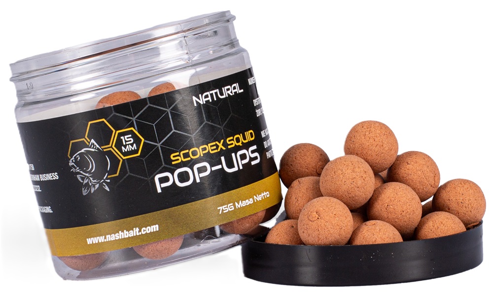 Nash plovoucí boilie pop ups scopex squid natural 75 g - 20 mm