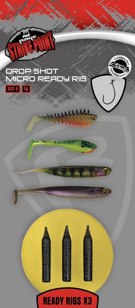 Fox rage montáž drop shot micro ready rig 3 ks - velikost 8