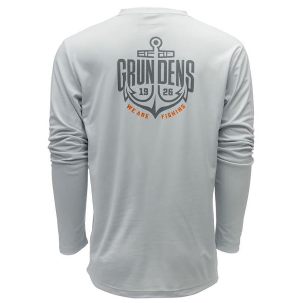 Grundéns Funkční UV Triko Logo Anchor LS Tech Tee Grey Mist