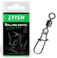 Zfish Obratlík s Karabinou Rolling Swivel & Fastlock Snap 10 ks - Velikost 8 Nosnost 23 kg