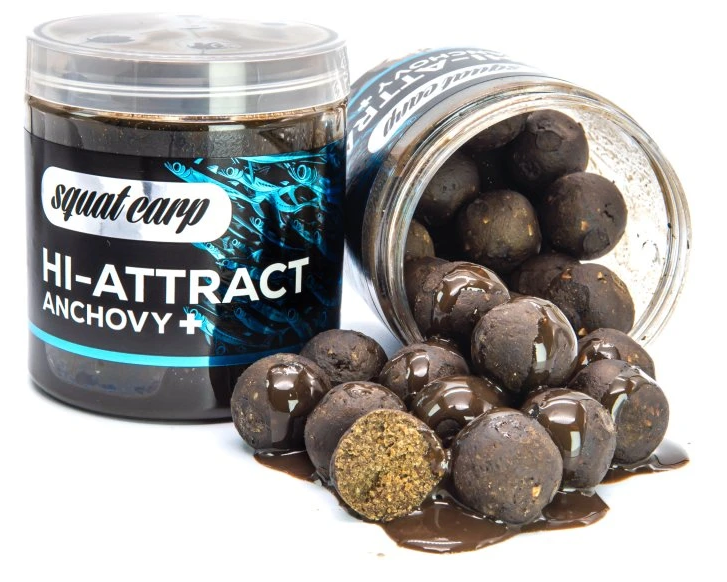 Levně Squat carp boilies v dipu hi-attract anchovy+ 220 g - 24 mm